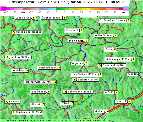 Temperatur, 17. 12. 2025
