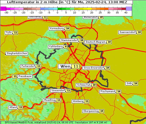 Temperatur, 24. 2. 2025