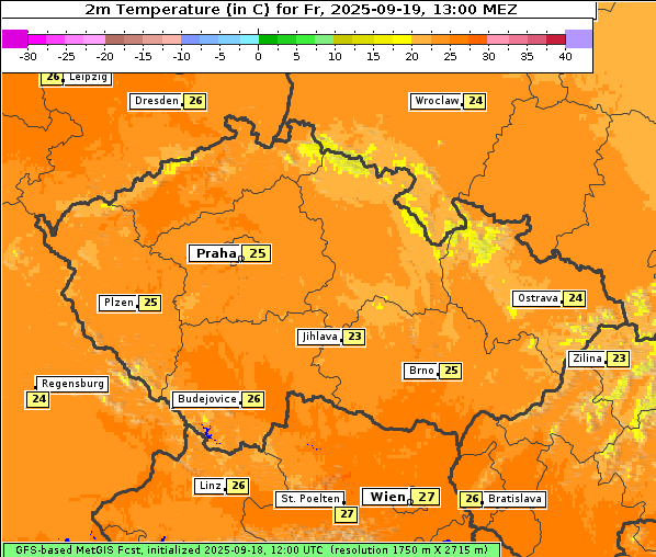 Temperatur, 19. 9. 2025