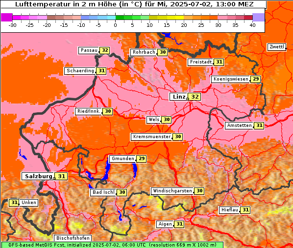 Temperatur, 2. 7. 2025