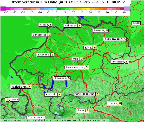 Temperatur, 6. 12. 2025