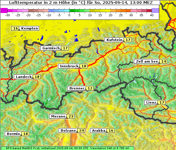 Temperatur, 14. 9. 2025