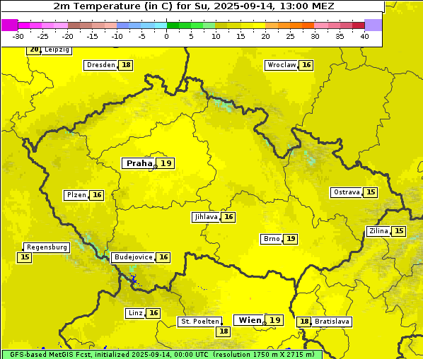 Temperatur, 14. 9. 2025