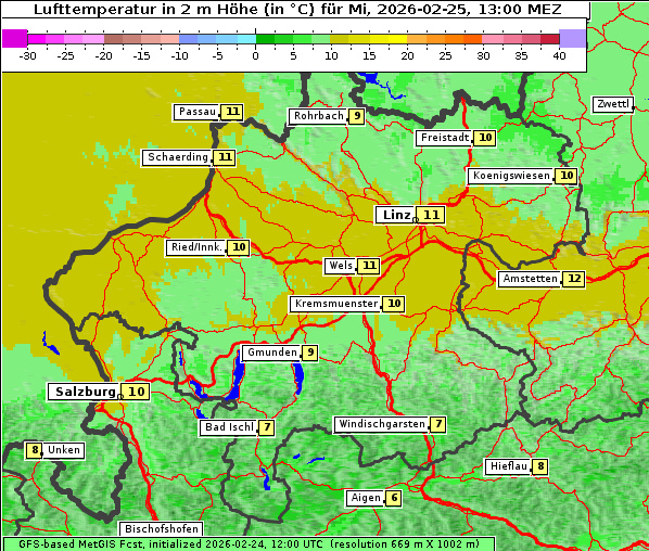 Temperatur, 25. 2. 2026