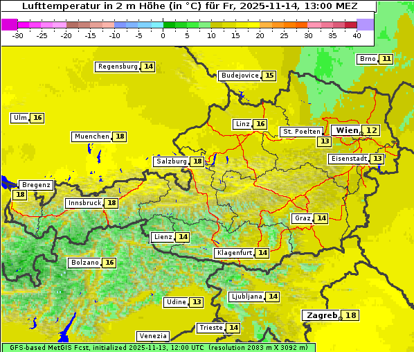 Temperatur, 14. 11. 2025