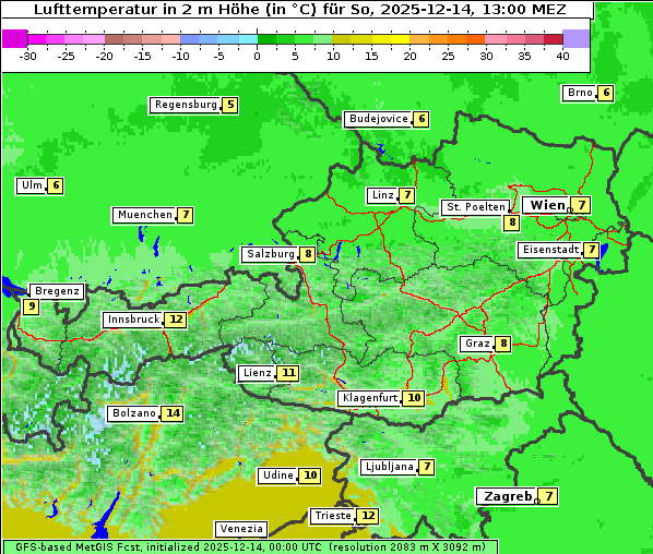 Temperatur, 14. 12. 2025