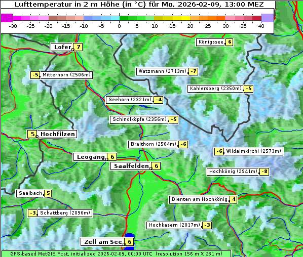 Temperatur, 9. 2. 2026