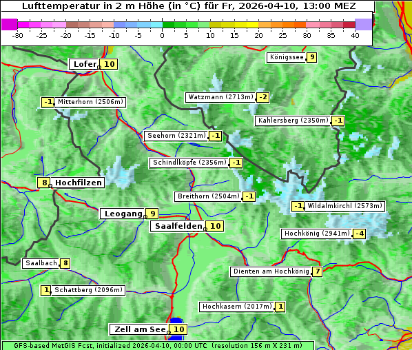 Temperatur, 10. 4. 2026