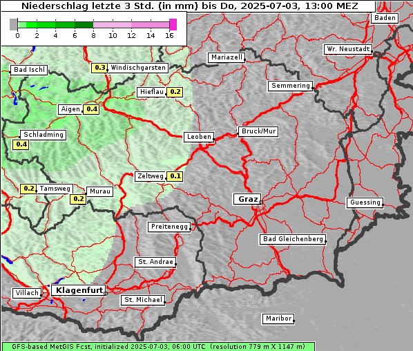 Niederschlag, 3. 7. 2025