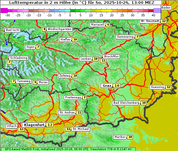 Temperatur, 26. 10. 2025