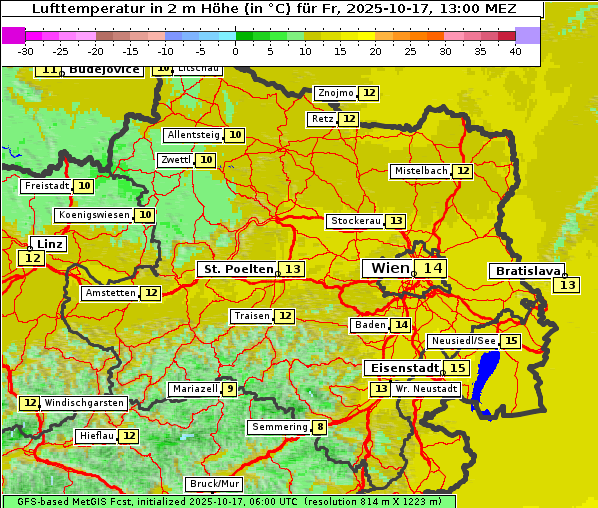Temperatur, 17. 10. 2025