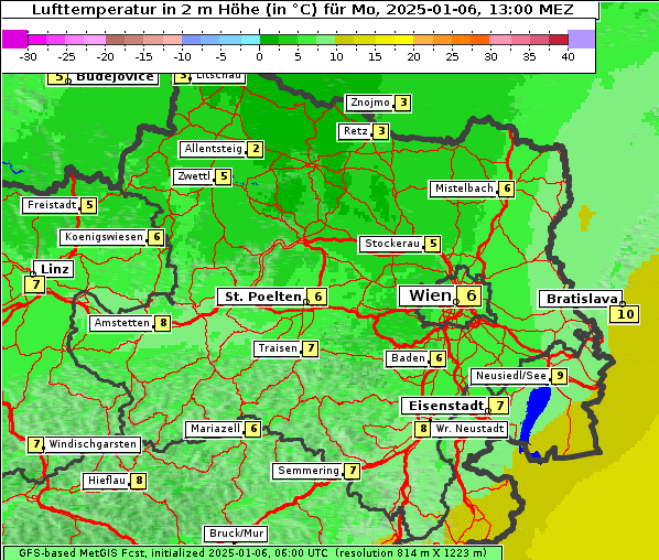 Temperatur, 6. 1. 2025