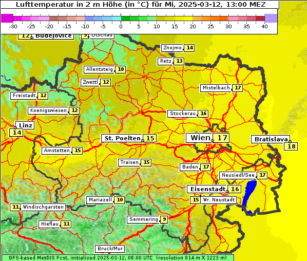 Temperatur, 12. 3. 2025