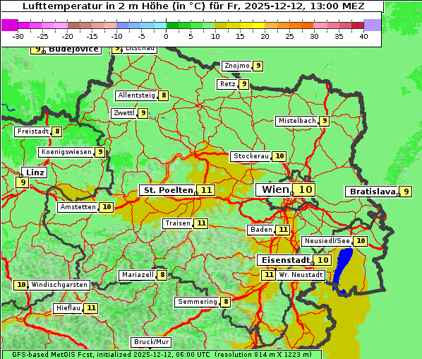 Temperatur, 12. 12. 2025