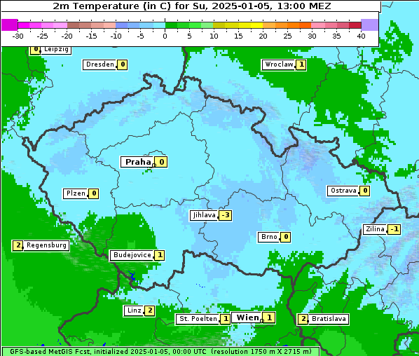 Temperatur, 5. 1. 2025