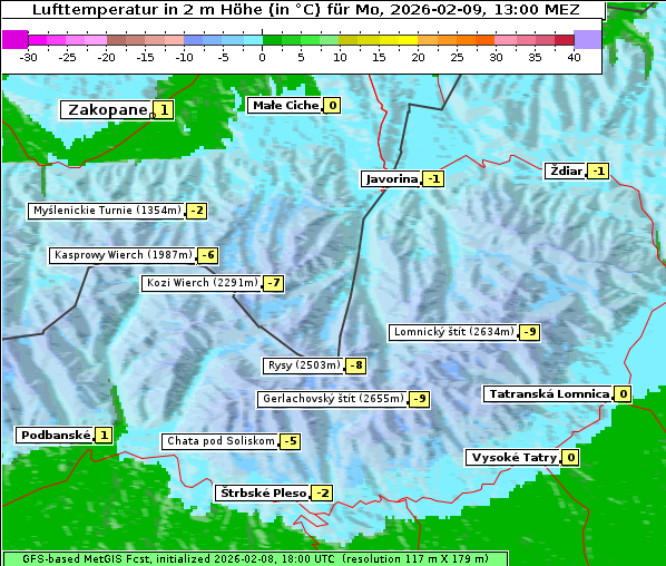 Temperatur, 9. 2. 2026