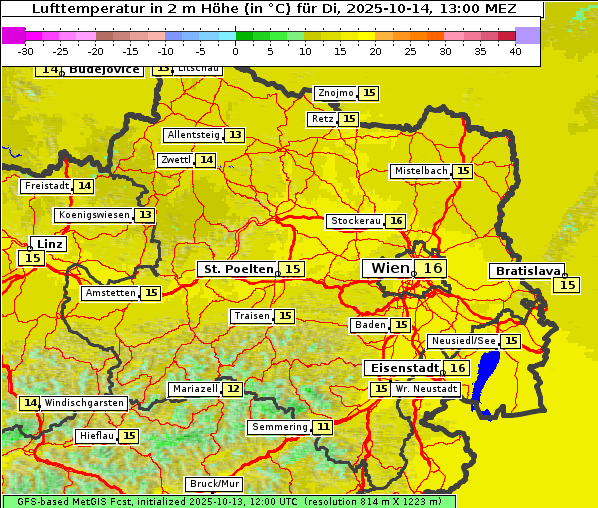 Temperatur, 14. 10. 2025