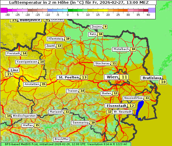 Temperatur, 27. 2. 2026