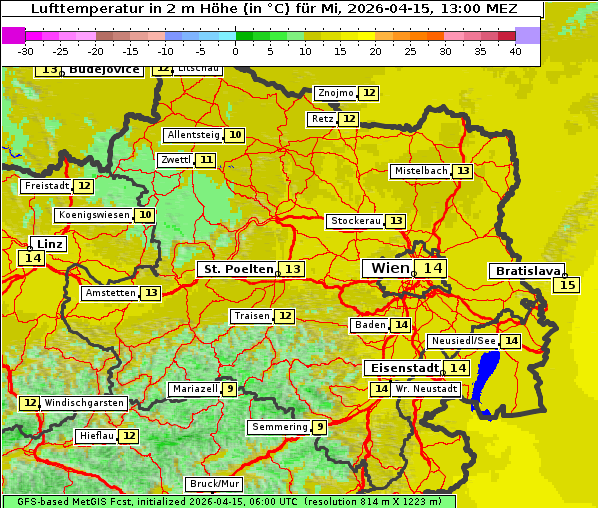 Temperatur, 15. 4. 2026