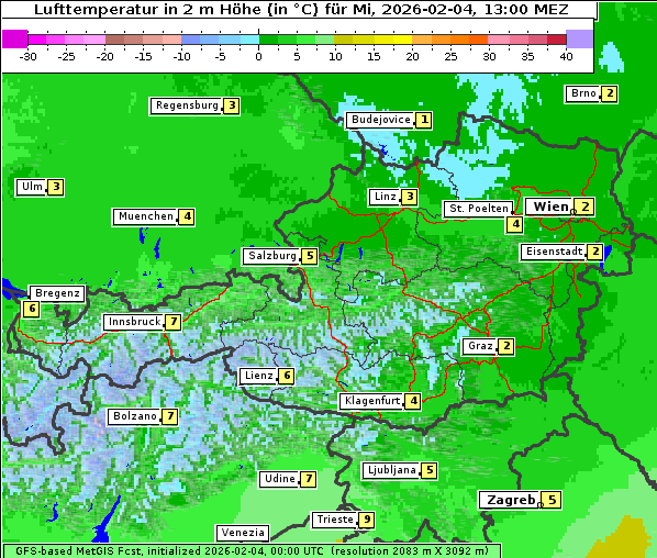Temperatur, 4. 2. 2026