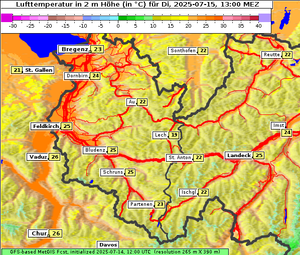 Temperatur, 15. 7. 2025