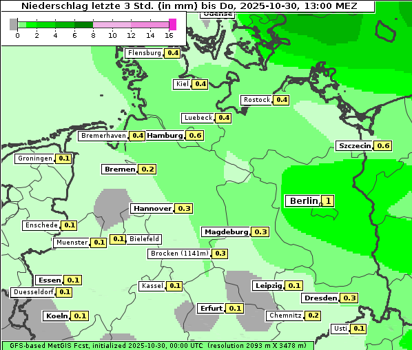 Niederschlag, 30. 10. 2025