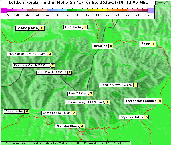 Temperatur, 16. 11. 2025