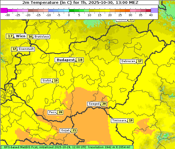 Temperatur, 30. 10. 2025
