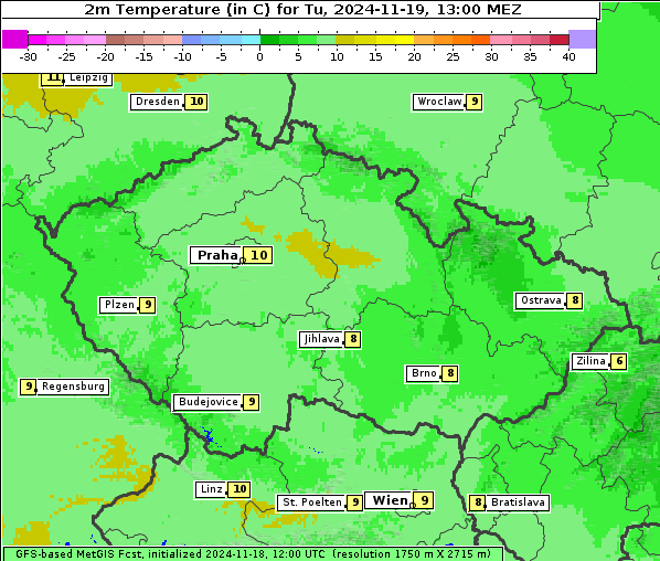 Temperatur, 19. 11. 2024