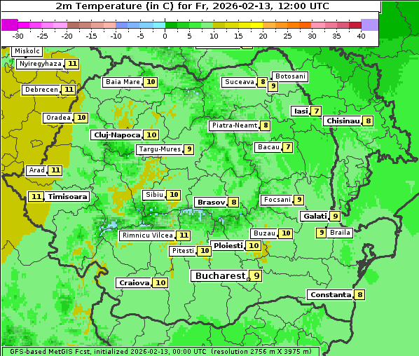 Temperatur, 13. 2. 2026