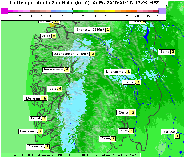 Temperatur, 17. 1. 2025