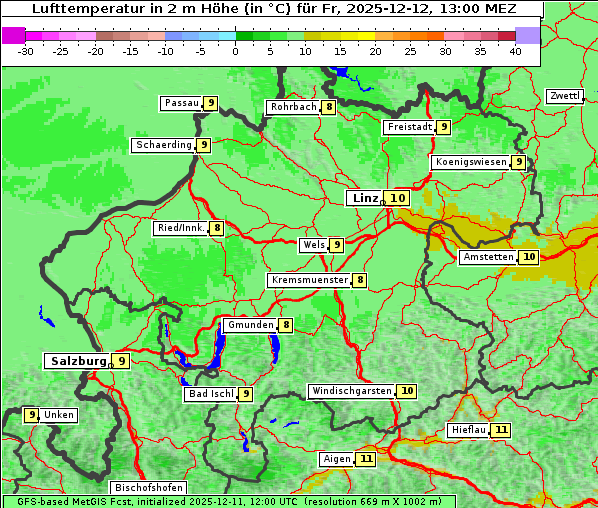 Temperatur, 12. 12. 2025