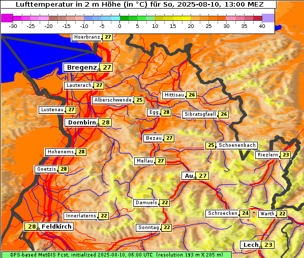 Temperatur, 10. 8. 2025