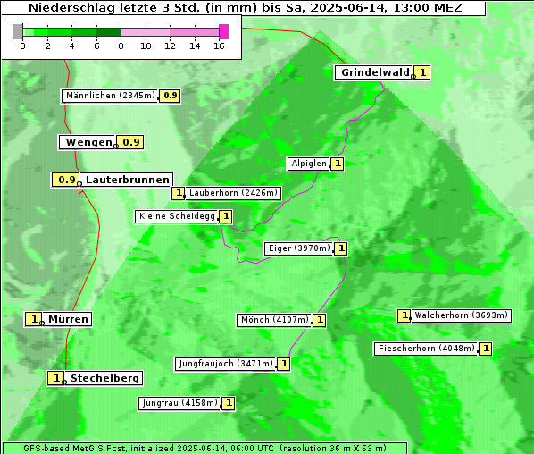 Niederschlag, 14. 6. 2025