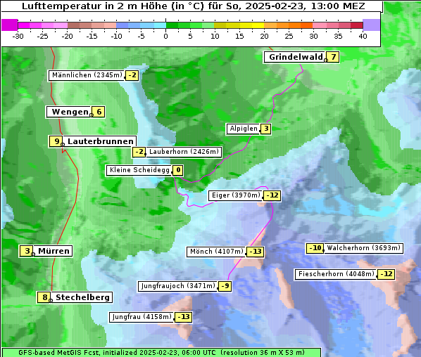 Temperatur, 23. 2. 2025