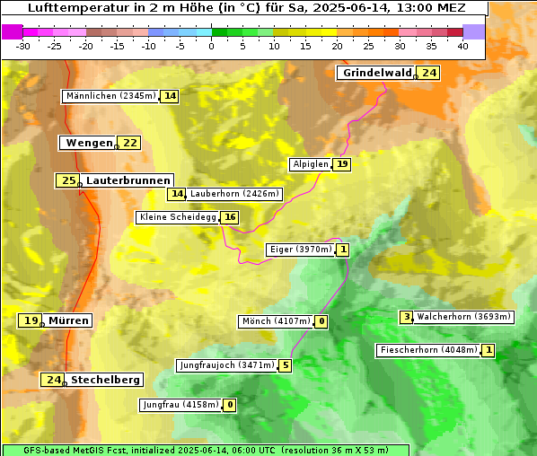 Temperatur, 14. 6. 2025