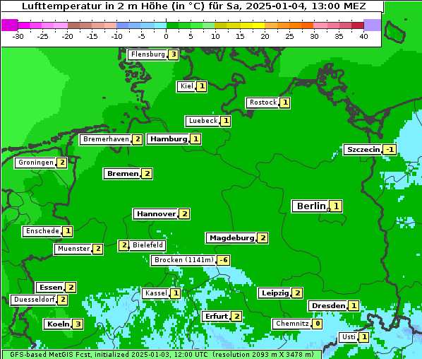 Temperatur, 4. 1. 2025