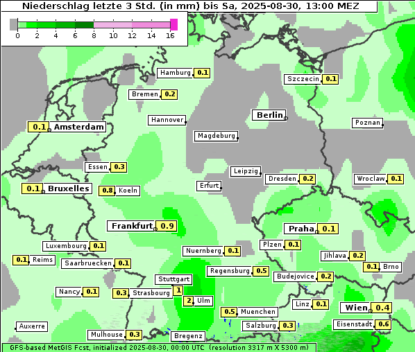 Niederschlag, 30. 8. 2025