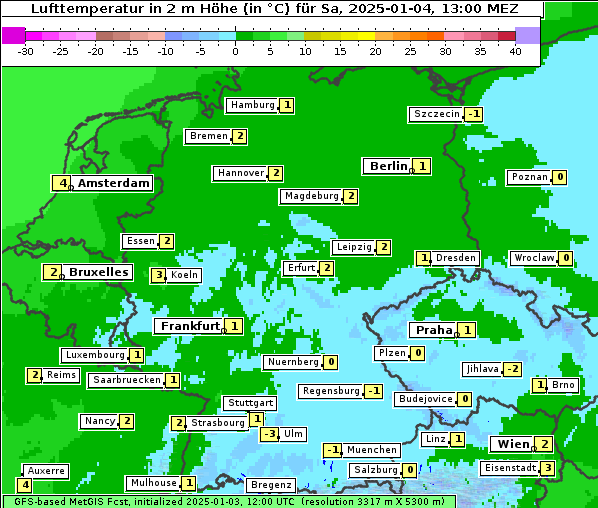 Temperatur, 4. 1. 2025