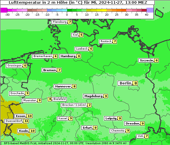 Temperatur, 27. 11. 2024