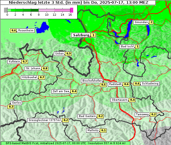Niederschlag, 17. 7. 2025