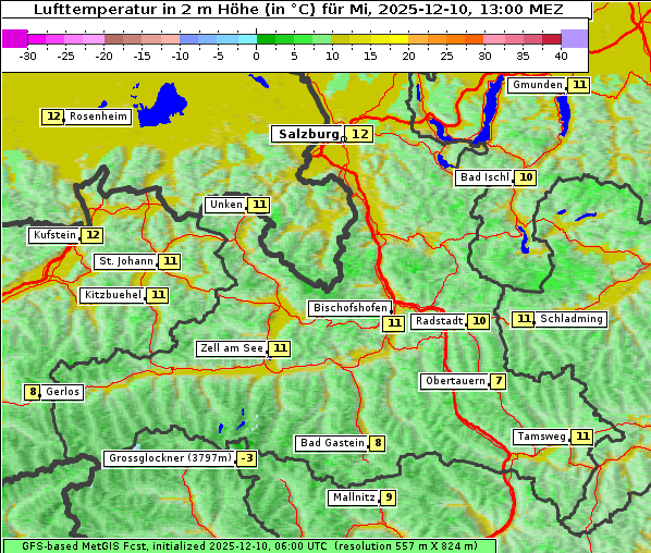 Temperatur, 10. 12. 2025