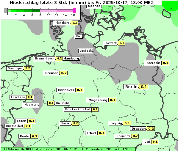 Niederschlag, 17. 10. 2025