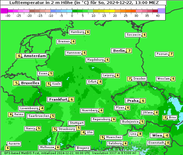 Temperatur, 22. 12. 2024