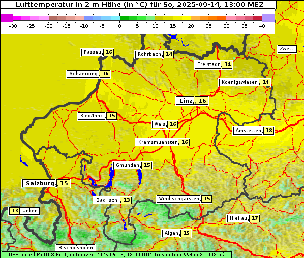 Temperatur, 14. 9. 2025