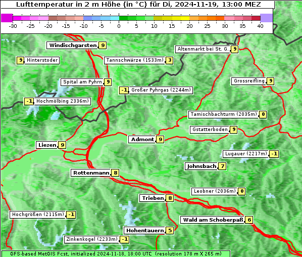 Temperatur, 19. 11. 2024