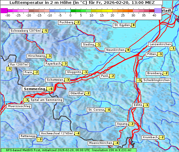 Temperatur, 20. 2. 2026