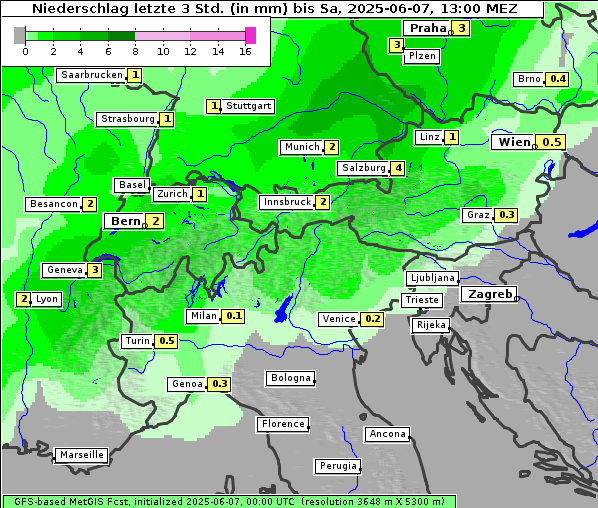 Niederschlag, 7. 6. 2025