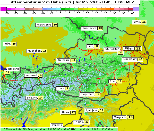 Temperatur, 3. 11. 2025