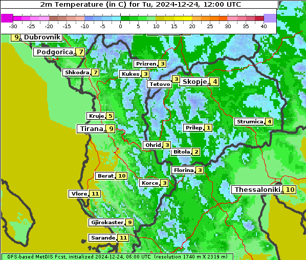 Temperatur, 24. 12. 2024